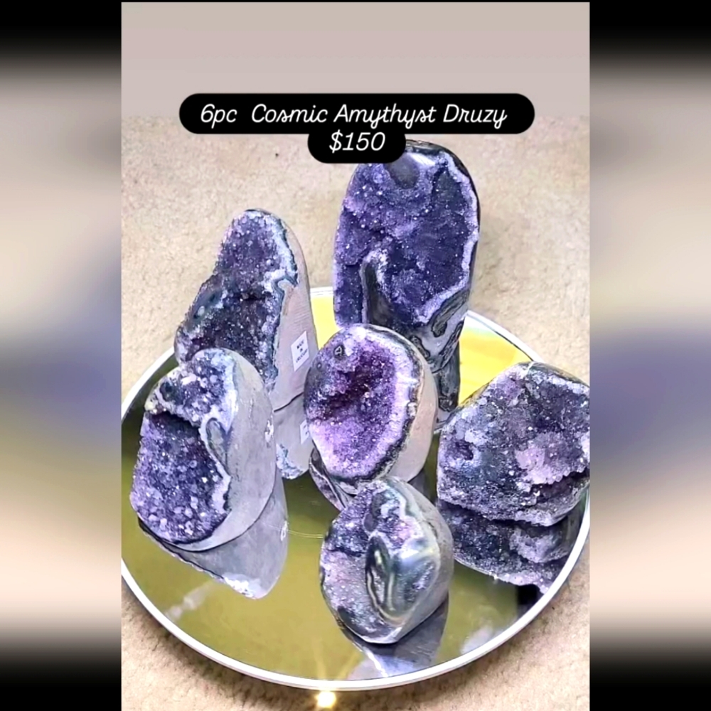 6-Piece Cosmic Amethyst Druzy Set